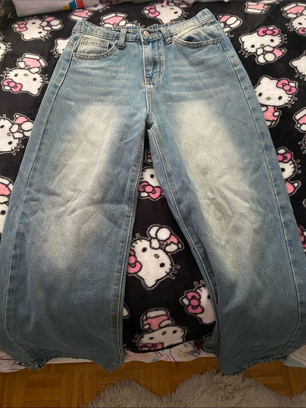 SHEIN Light Blue Wide-Leg Kids Jeans